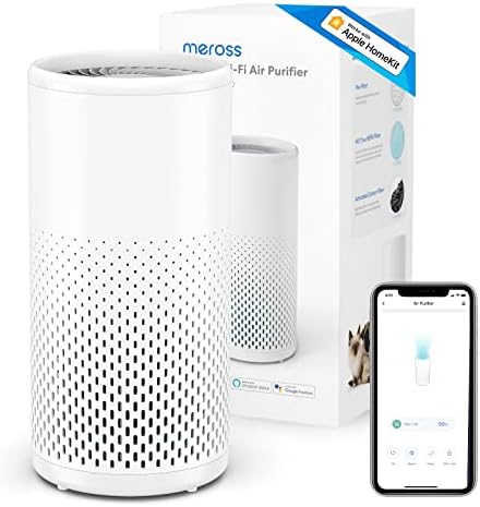meross Smart WiFi Air Purifier for Home Supports Apple HomeKit, Alexa, Google Home and SmartThings, H13 True HEPA Filter 24dB Quiet Air Purifier, Pets, Smoke, Dust, Pollen, 2.4G Only