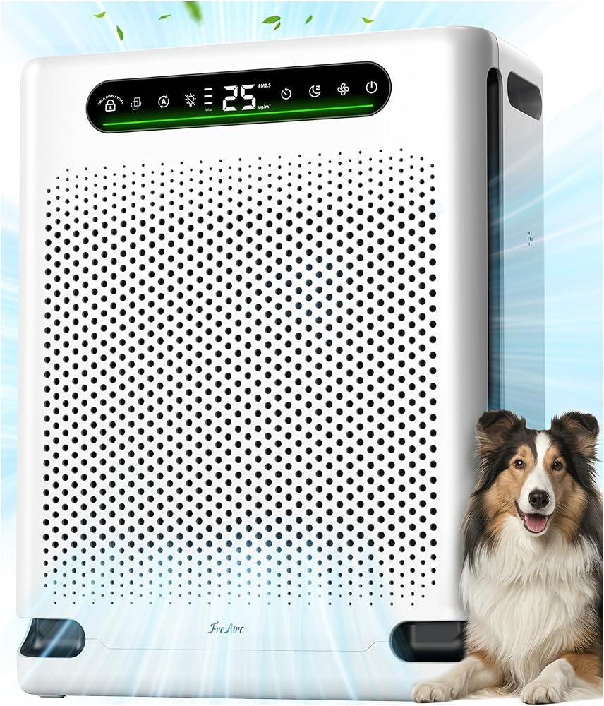 FreAire Air Purifiers for Home Large Room Up to 2600 Ft², HAP605, White | HEPA Air Purifier with Washable Filter and Real-Time PM2.5 Display, 20 dB Sleep Mode, Turbo Mode for Pet Hair, Dust & Smoke