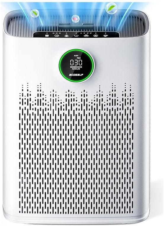 Air Purifiers for Home Large Room, Up to 2400 Ft² with True HEPA Filter | Smart Mode, PM2.5 Air Quality Display, 22dB Sleep Mode, Aromatherapy with 2X-Purification & 360°Air Outlet, HAP603, White